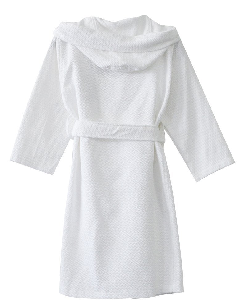 KISBINI Boys and Girls One-Piece Pjs Long Hooded Bathrobe Cotton White 4-5T - Image 2